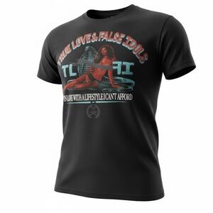 Vintage True Love & False Idols TLFI 2 Black Short Sleeve Tee Shirt - Size Large